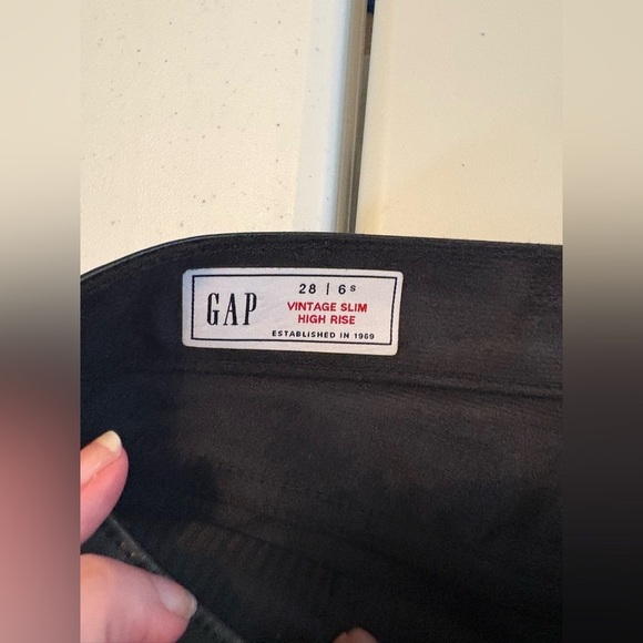 GAP High Rise Vegan Leather Vintage Slim‎ Pants Black Size 6 S Short Petite 358 - Picture 11 of 13